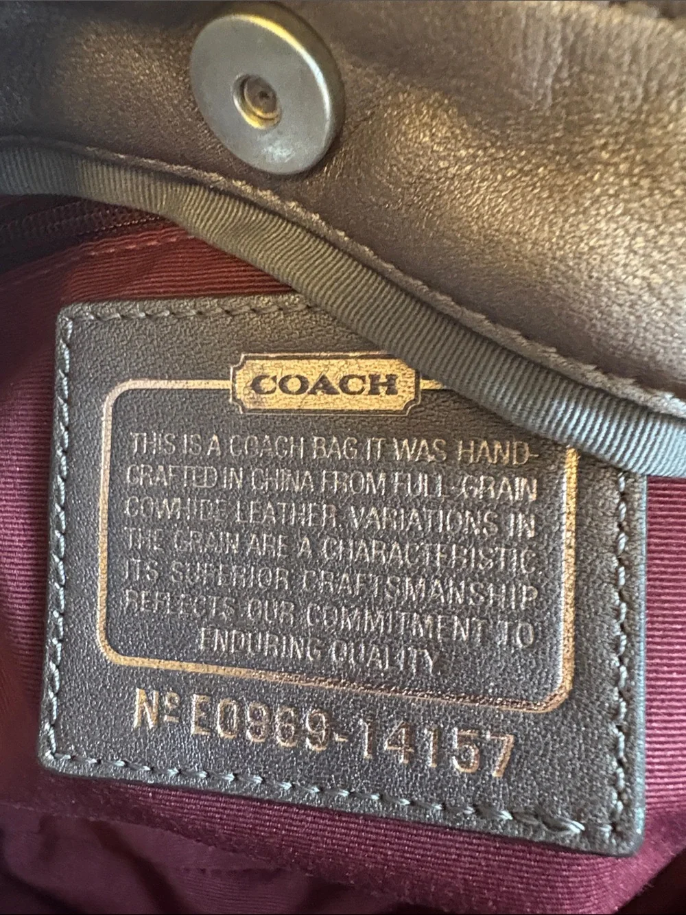 Coach 2009 Parker metallic pewter Leather Knotted-Handle Hobo